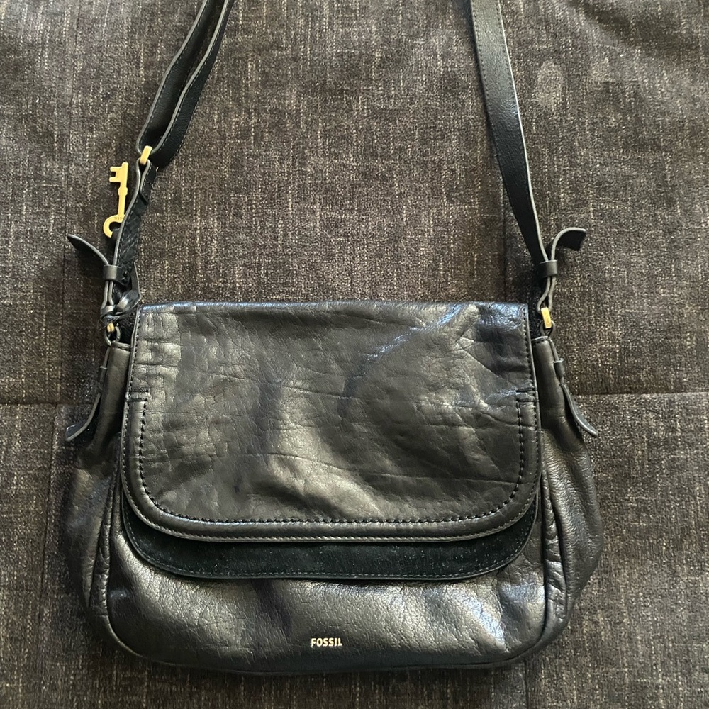 Black Fossil Crossbody